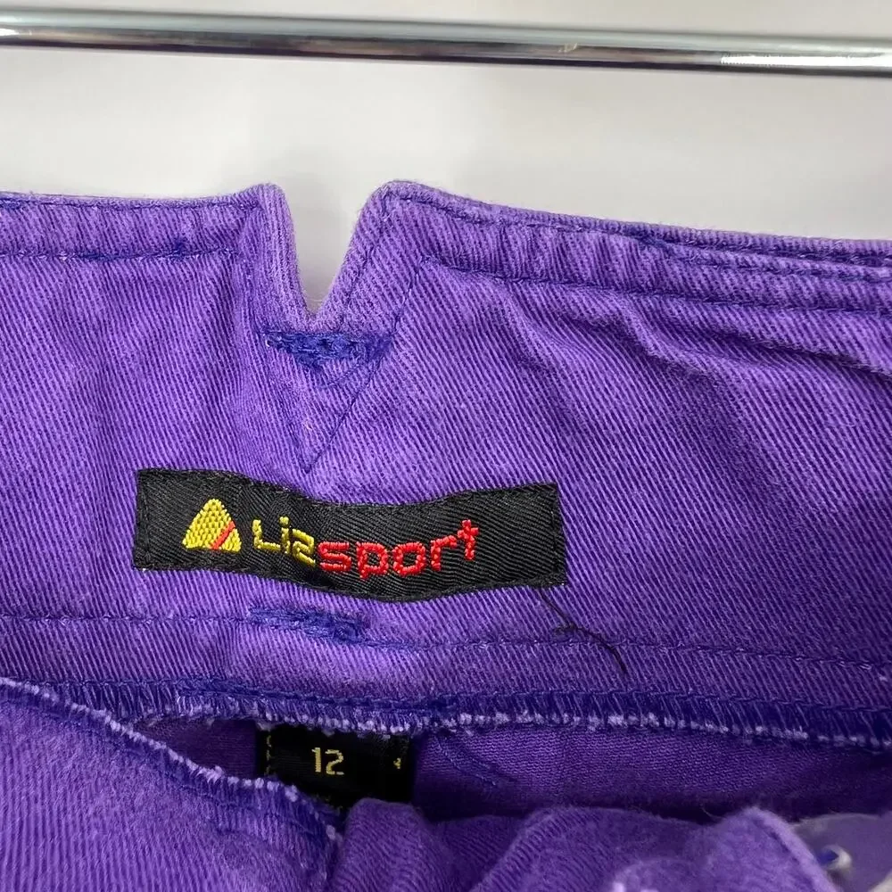 LizSport‎ Vintage Purple Denim High Waisted Shorts Pleated 90's Women's Size 12